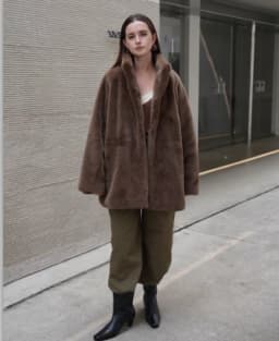 Oversized Women Faux Mink Fur Coat, Stand Collar Mid‑Length Warm Plush Autumn Winter Outerwear With Drawstring Waist