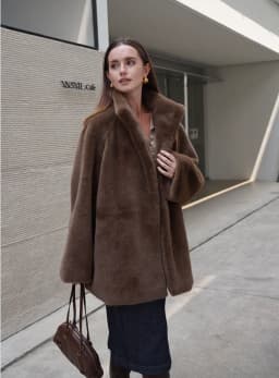 Oversized Women Faux Mink Fur Coat, Stand Collar Mid‑Length Warm Plush Autumn Winter Outerwear With Drawstring Waist