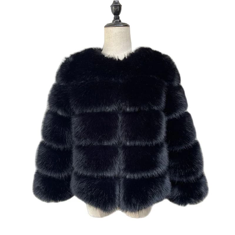 HJQJLJLS 2022 New Fashion Faux Fur Coat for Women Black Fluffy Soft Furry Jacket Female High Imitation Fox Fur Outerwear LJLS139