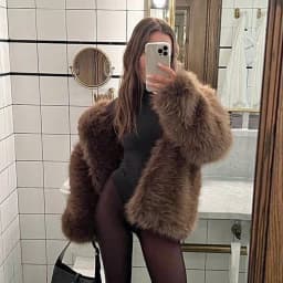 Fashion Fluffy Furry Faux Fur Jacket Women Winter Shaggy Overcoats Thick Warm Medium Length Fox Fur Coat Plush Outerwear Femme