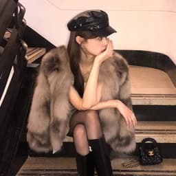 Fuzzy Faux Fox Fur Women Jacket Korean Elegant Collarless Coat Long Sleeve Thick Warm Chic Luxury Winter Outerwear Top