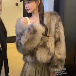 Fuzzy Faux Fox Fur Women Jacket Korean Elegant Collarless Coat Long Sleeve Thick Warm Chic Luxury Winter Outerwear Top