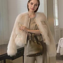 Elegant Round Neck Faux Fur Coats for Women Autumn Winter 2026 Fluffy Warm Cropped Jackets Female Gold Button Plush Outerwear