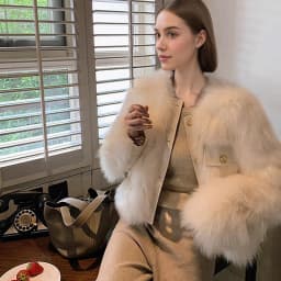 Elegant Round Neck Faux Fur Coats for Women Autumn Winter 2026 Fluffy Warm Cropped Jackets Female Gold Button Plush Outerwear