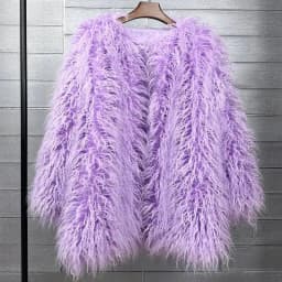 DEAT 2026 Winter Winter Fashion Imitation Fur Coat For Women Loose Solid Color O-neck Long Sleeve Warm Jacket Female 11A06488