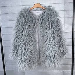 DEAT 2026 Winter Winter Fashion Imitation Fur Coat For Women Loose Solid Color O-neck Long Sleeve Warm Jacket Female 11A06488