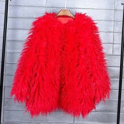 DEAT 2026 Winter Winter Fashion Imitation Fur Coat For Women Loose Solid Color O-neck Long Sleeve Warm Jacket Female 11A06488