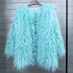 DEAT 2026 Winter Winter Fashion Imitation Fur Coat For Women Loose Solid Color O-neck Long Sleeve Warm Jacket Female 11A06488