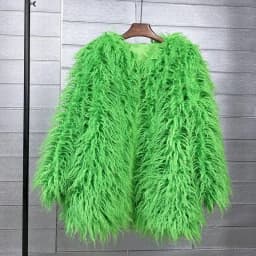 DEAT 2026 Winter Winter Fashion Imitation Fur Coat For Women Loose Solid Color O-neck Long Sleeve Warm Jacket Female 11A06488