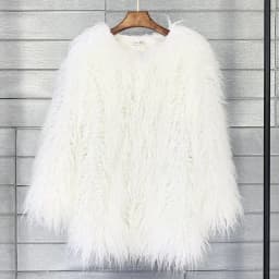 DEAT 2026 Winter Winter Fashion Imitation Fur Coat For Women Loose Solid Color O-neck Long Sleeve Warm Jacket Female 11A06488