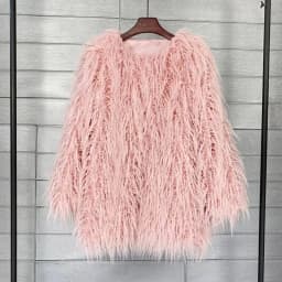 DEAT 2026 Winter Winter Fashion Imitation Fur Coat For Women Loose Solid Color O-neck Long Sleeve Warm Jacket Female 11A06488
