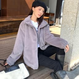 Casual Hooded Faux Rabbit Fur Coat for Women Autumn Winter 2026 Loose Fit Zipper Warm Jacket Female Soft Comfort Plush Jackets