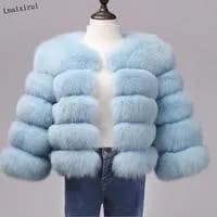 2025 Winter Women's Faux Fur Coar Plaid Solid Long Hair Artificial Fur Jacket For Female Comfortable Lady Faux Fox Fur Jacket