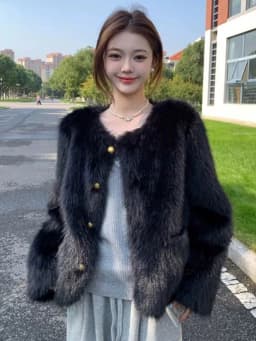 Winter Sweet Faux Fur Coat Women Vintage Long Sleeve O Neck Warm Elegant Jacket Casual Single Breasted Female Pockets Outwear