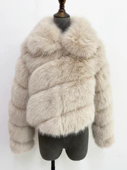 ZADORIN Luxury Irregular Splicing Lapel Short Faux Fur Jacket Women Long Sleeve Fluffy White Faux Fur Coat Women Winter Jackets