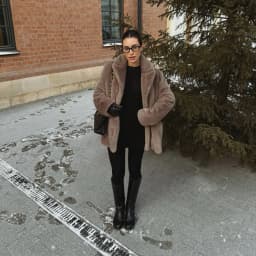 Women's Taupe Fluffy Faux Fur Coat Lapel Collar Oversized Long Sleeve Winter Warm Thick Jacket Elegant Luxe Chic Outerwear