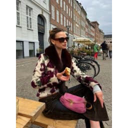 Ivory Floral Print Faux Fur Collar Button Pocket Jackets Edgy Long Sleeve Cuff Outerwear 2026 Autumn Street Vintage Party Coats
