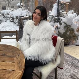 Neo Mint Fluffy Tassels Faux Fur Coat Women 2025 Winter New Stylish Eco Fur Jacket Brand Fashion Girls Thick Furry Overcoat