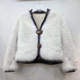 DEAT 2026 Winter Fashion Style Loose V-neck Faux Mink Fur Coat Short Coats For Women Soft Single Breasted Jackets 29B296