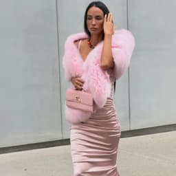 Talenza Pink Faux Fur Shawl Fashion Autumn Warm Streetwear Fuzzy Patchwork Faux Fur Shawl Elegant Casual Women's Cape Outwear