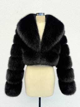Luxury Faux Fox Fur Cropped Coat for Women Winter Elegant Long Sleeve Fluffy Plush Jackets Female Solid Color Warm Fur Outerwear
