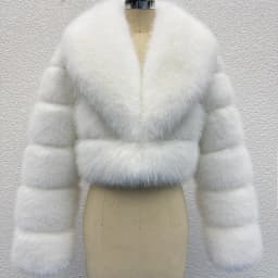 Luxury Faux Fox Fur Cropped Coat for Women Winter Elegant Long Sleeve Fluffy Plush Jackets Female Solid Color Warm Fur Outerwear