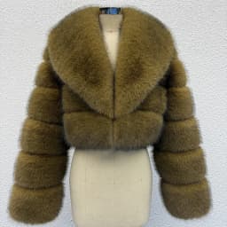Luxury Faux Fox Fur Cropped Coat for Women Winter Elegant Long Sleeve Fluffy Plush Jackets Female Solid Color Warm Fur Outerwear