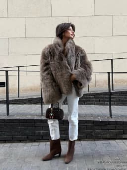 Women Chic Loose Furry Fur Coat Stand-up Collar Solid Color Full Sleeves Keep Warm Thick Coats 2025 New Fashion Daily Outerwear
