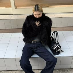 Winter Women Black Hairy Curly Faux Sheep Fur Coat Lapel Collar Long Sleeve Straight Short Warm Shaggy Jacket Korea Outerwear