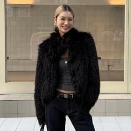 Winter Women Black Hairy Curly Faux Sheep Fur Coat Lapel Collar Long Sleeve Straight Short Warm Shaggy Jacket Korea Outerwear