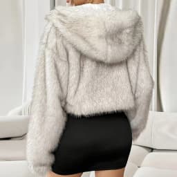 Fashion Women's Hooded Faux Fur Coat Autumn Winter 2026 Warm Fluffy Short Jacket Female Loose Long Sleeve Plush Outerwear