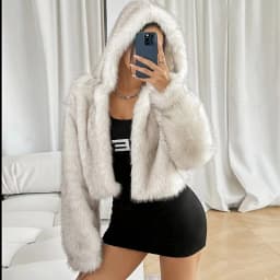 Fashion Women's Hooded Faux Fur Coat Autumn Winter 2026 Warm Fluffy Short Jacket Female Loose Long Sleeve Plush Outerwear