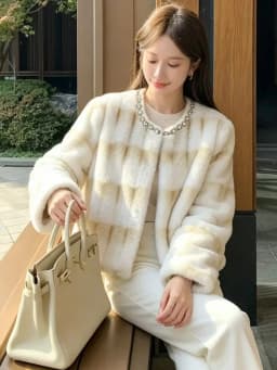 SMTHMA Faux Fur Coat Women Jacket Luxury Diamond O-Neck Coat Women Winter Soft Jacket Thick Warm Furry Fur Outwear Faux Fur Coat