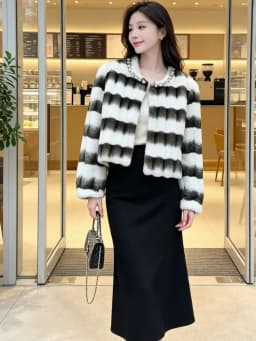 SMTHMA Faux Fur Coat Women Jacket Luxury Diamond O-Neck Coat Women Winter Soft Jacket Thick Warm Furry Fur Outwear Faux Fur Coat