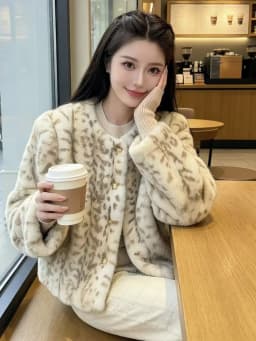 SMTHMA Women Faux Fur Coats Leopard Print Full Sleeve O-Neck Coat Thick Warm Y2k Streetwear Elegant Splice Autumn Winter Jacket