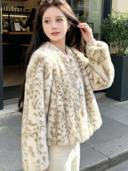 SMTHMA Women Faux Fur Coats Leopard Print Full Sleeve O-Neck Coat Thick Warm Y2k Streetwear Elegant Splice Autumn Winter Jacket