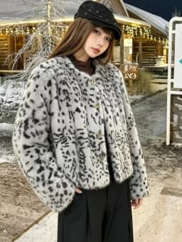 SMTHMA Women Faux Fur Coats Leopard Print Full Sleeve O-Neck Coat Thick Warm Y2k Streetwear Elegant Splice Autumn Winter Jacket
