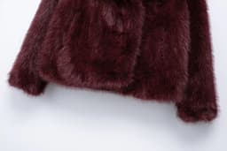 KONDALA Elegant Burgundy Red Fur Coat Women Lapel Faux Fur Loose Coat 2025 Fall Winter Fashion Streetwear Coat Dinner Party Coat
