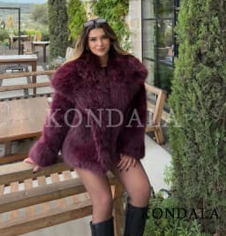 KONDALA Elegant Burgundy Red Fur Coat Women Lapel Faux Fur Loose Coat 2025 Fall Winter Fashion Streetwear Coat Dinner Party Coat