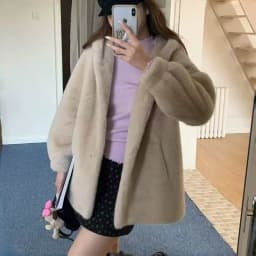 New Imitation Mink Fur Coat 2027 Fashion Women Warm Hooded Overcoat Style Fur Coats Female Artificial Apricot Black Outerwear