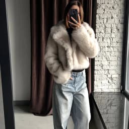 Autumn Winter Faux Fox Fur Cropped Jacket Women Loose Fit Eco Friendly Fur Outerwear for Women Lapel Collar Warm Plush Jackets