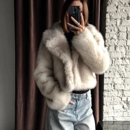 Autumn Winter Faux Fox Fur Cropped Jacket Women Loose Fit Eco Friendly Fur Outerwear for Women Lapel Collar Warm Plush Jackets