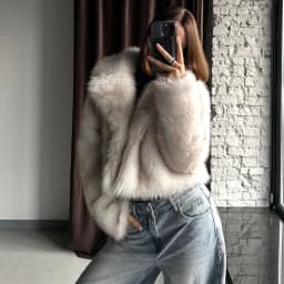Autumn Winter Faux Fox Fur Cropped Jacket Women Loose Fit Eco Friendly Fur Outerwear for Women Lapel Collar Warm Plush Jackets