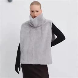 Women Faux Fur Vest Coats Jackets Turtleneck Sleeveless Coat Thick Warm Y2k Streetwear Jacket Elegant Outerwear Autumn Winter