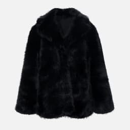 Furry Coat Women Warm Long Sleeve Loose Jacket Turn Down Collar Cardigan Solid Thick Faux Fur Coats Elegant Autumn Winter