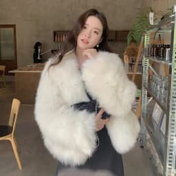 Women Faux Fox Fur Coats Solid Fur Jackets Cotton Linen Haf High Collar Long Sleeves Open Stitch Loose Casual 2026 Autumn Winter