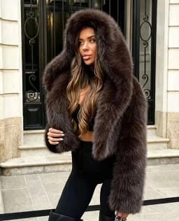ZADORIN Fashion Women Brown Faux Fox Fur Coat Loose Hooded Thick Warm Fluffy Jacket Fashion Winter Short Plush Outerwear Coats