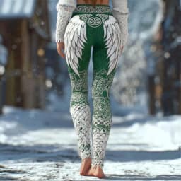 New Women's Leggings Green Forest Graphics Outdoor Trousers Polyester Spandex Stretch Elastic Waist Control Streetwear