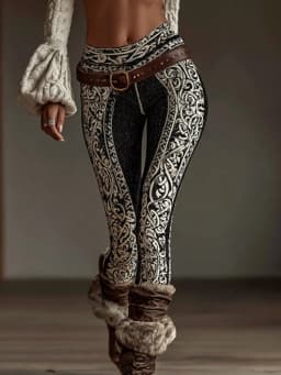 New Women's Leggings Green Forest Graphics Outdoor Trousers Polyester Spandex Stretch Elastic Waist Control Streetwear