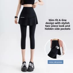 High Waist Yoga Pants Women's Thin Sporty Bottom Skirt Two-Piece Suit Gold Wing Summer Autumn Elastic Leggings